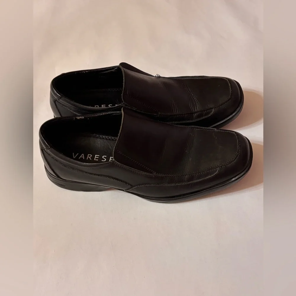Varese Men's Black Leather Loafers Sz 91/2